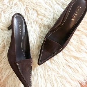 ⭐️Ralph Lauren⭐️Brown Suede Mules  Size 8